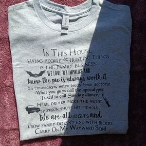 Gray Graphic T-Shirt with References From Supernatural